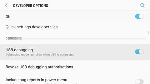 Enabling USB debugging in Android