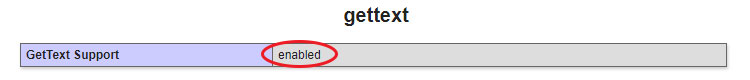 gettext in phpinfo()