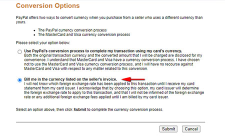 Opting out of PayPal's currency conversion