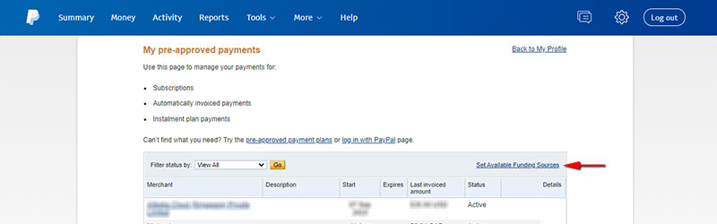 Set Available Funding Sources in PayPal