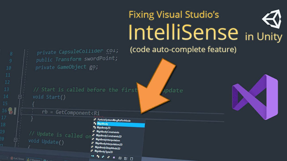 Unity fix. Visual Studio Unity нет Подсказок. Intellisense. Код Юнити.