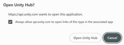 Open Unity Hub in Browser