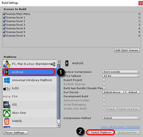 Switch your Build Platform in Unity