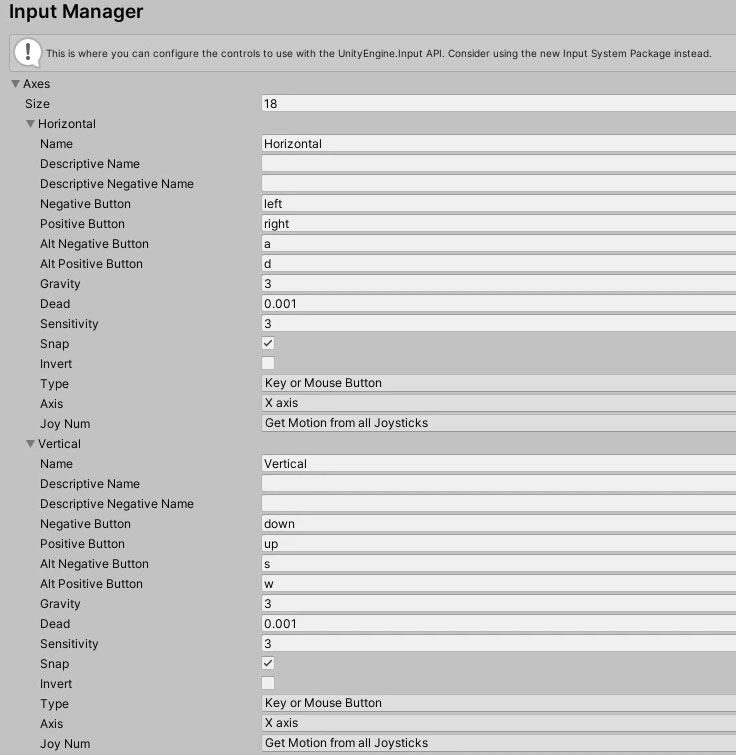 Input axes in the Input Manager