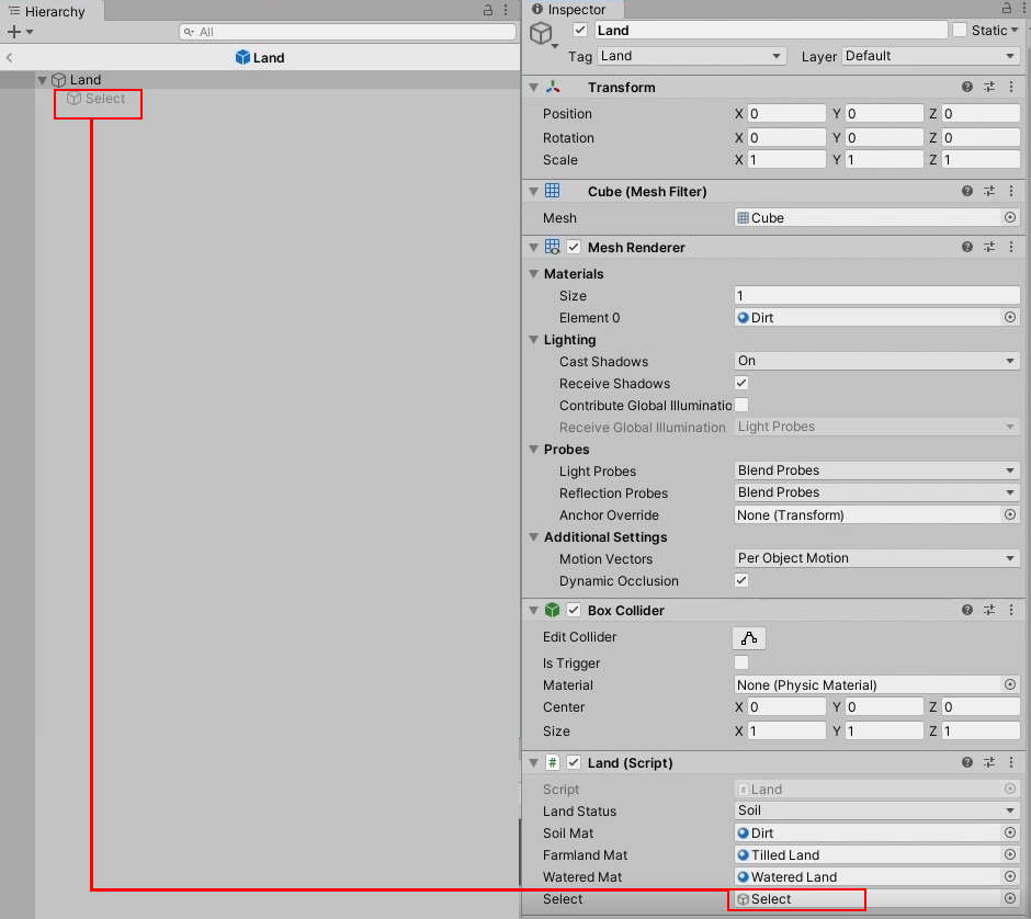 Assigning gameobject to select variable