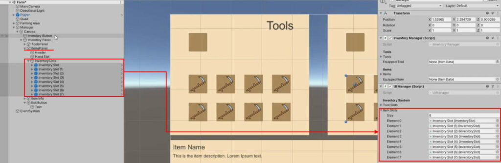 assigning item slots to UIManager