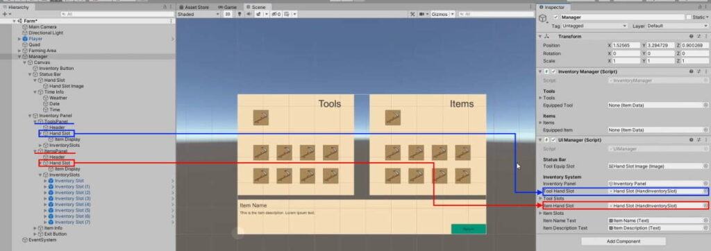 Assigning hand slots to UIManager (Inventory system)
