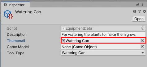 Watering Can Equipment Data