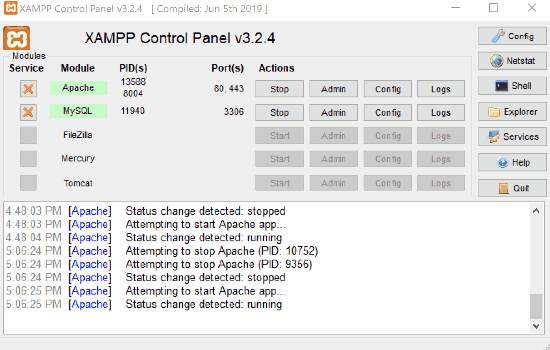 httpd.conf in XAMPP Control Panel