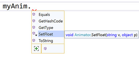 Animator IntelliSense missing methods