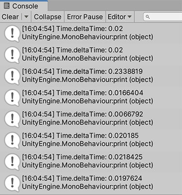 Time.deltaTime values in Unity