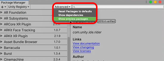 Show Preview Packages in older Unity versions.