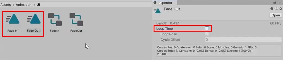 Fade animations without loop time