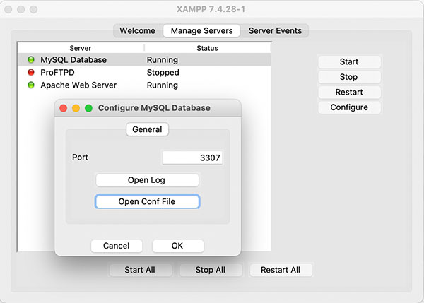 Changing the port of the MySQL service