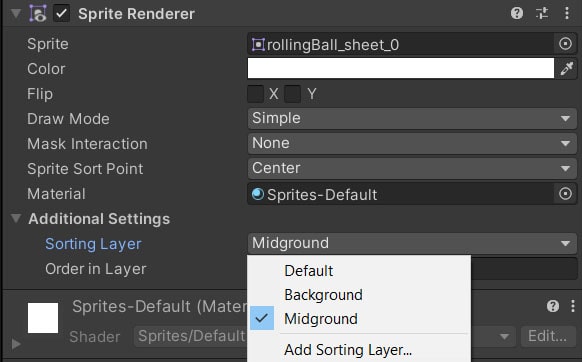 SpriteRenderer sorting layer