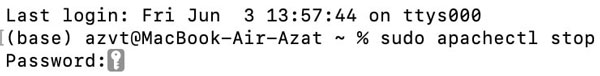 sudo prompt when disabling macOS Apache