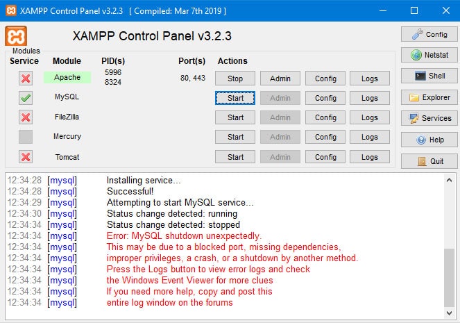 XAMPP MySQL Not Starting On Windows Terresquall Blog