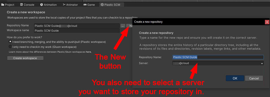 Plastic SCM - Create a new repository