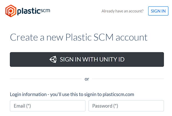 Plastic SCM registration page