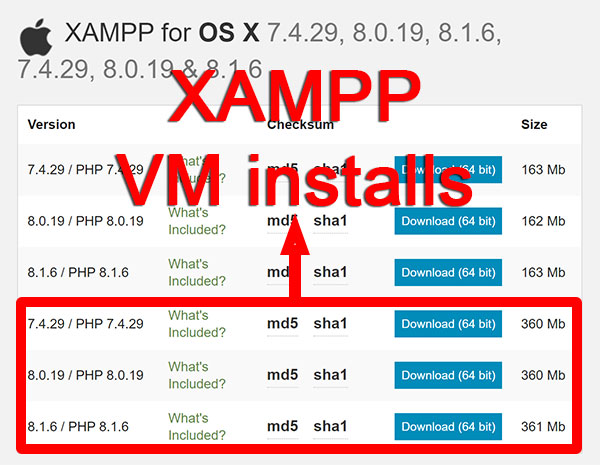 XAMPP VM installs