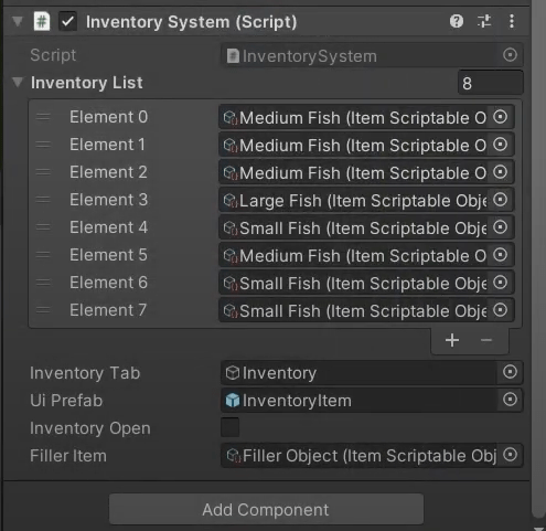 Add some Item Scriptable Objects into Inventory List