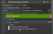 Change Default Script to ExtendedStandaloneInputModule