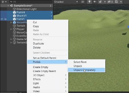 Unpack prefabs