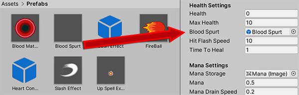 Assigning the Blood Spurt variable