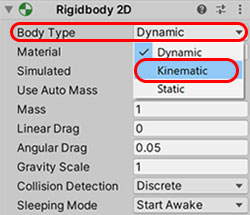 How to make a Rigidbody2D kinematic