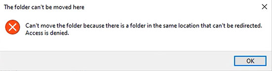 OneDrive folder can't be moved here