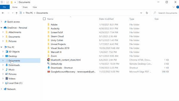OneDrive documents unlinked