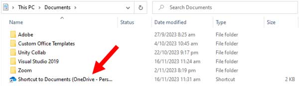 OneDrive backups leftover shortucts