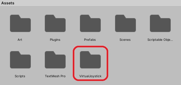 The imported VirtualJoystick folder