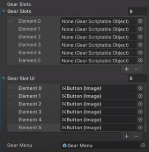 Unity Inventory System with Gear System values set.