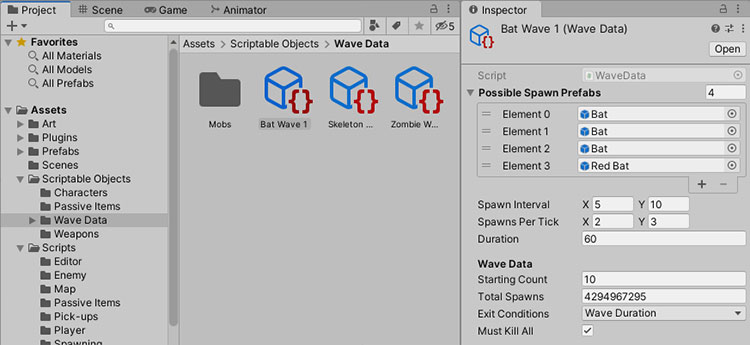 WaveData scriptable object