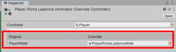 Assign new animation to the Animator Override Controller