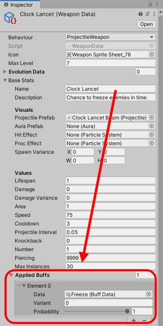 WeaponData applied buffs