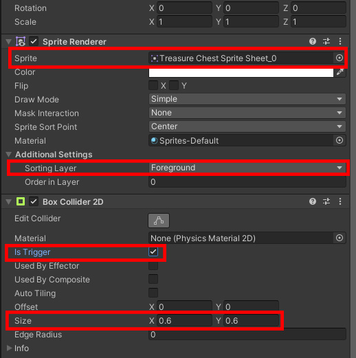 Treasure chest Prefab properties config
