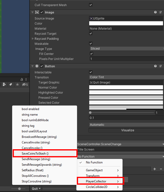 Setting the function of the button