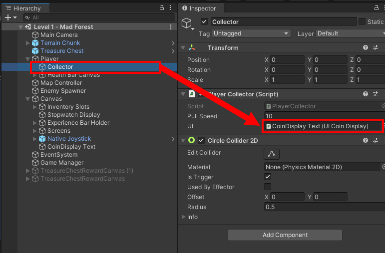 Setting UI Variable to CoinDisplay Text