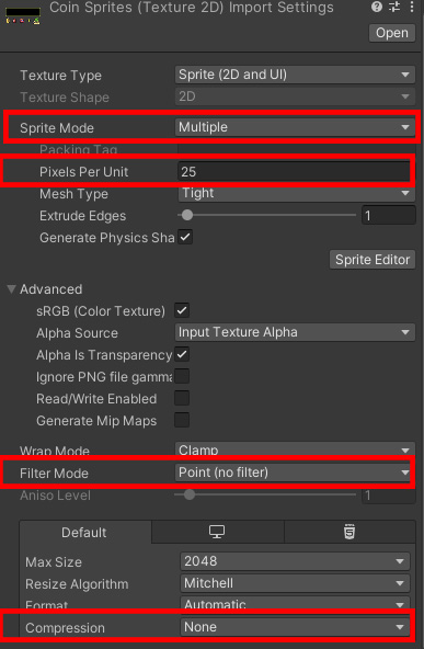 sprite import settings