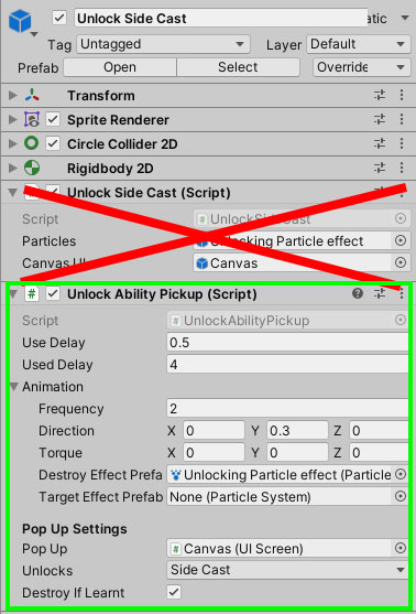 New UnlockAbilityPickup component