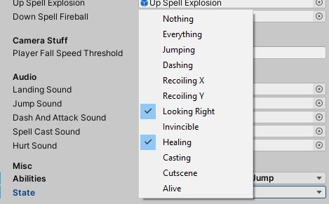Player State dropdown