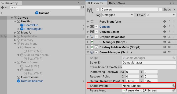Reassign shade prefab