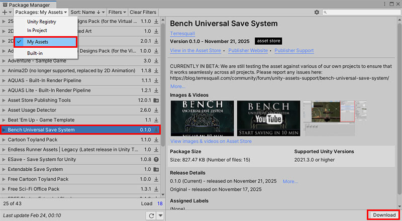 Importing Bench Universal Save System