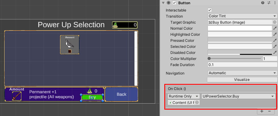 Buy button UIPowerSelector