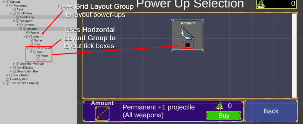 Layout Design for Power-up Screen