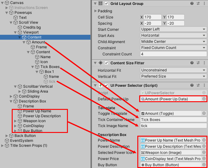 Assigning the UI components