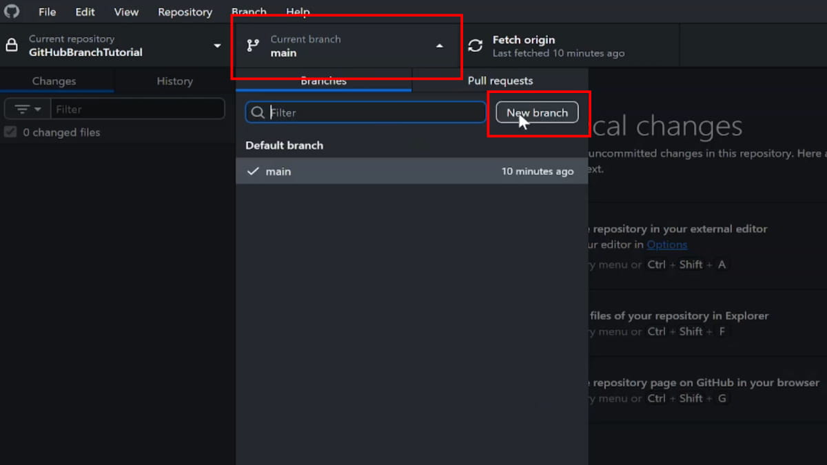 click current branch then click new branch