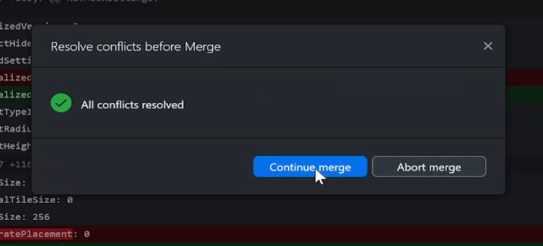 github desktop merge completed
